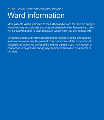 Hip Replacement Surgery Guide - Ward information